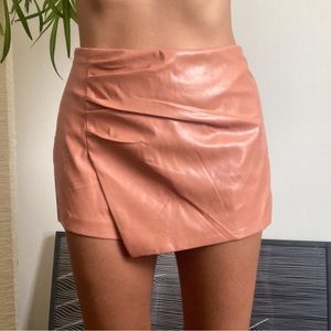 Coral Pleather Skort